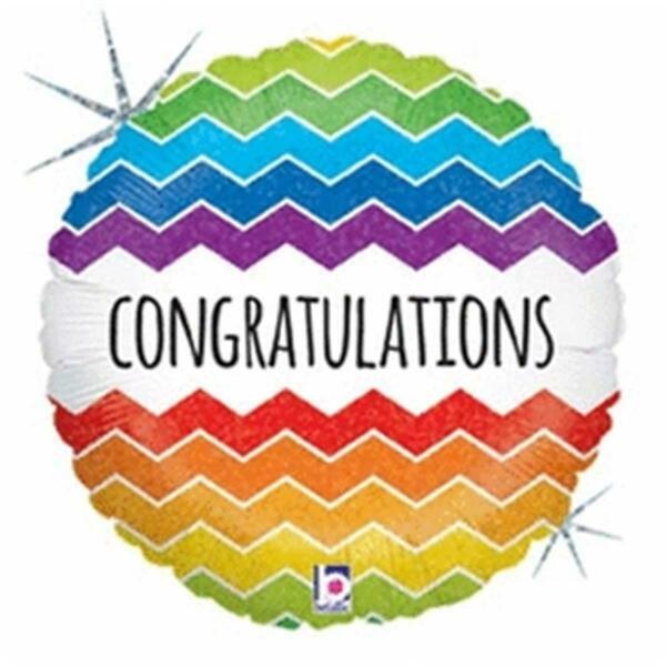 Betallic 18 in. Chevron Congrats Holo Flat Foil Balloon, 5PK 72423